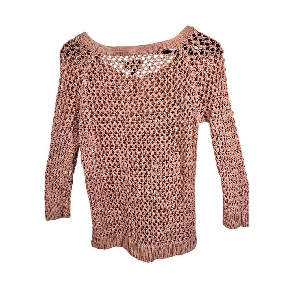 American Eagle Crochet Sweater XL Pink Open Knit Lightweight Pullover - Picture 4 of 10